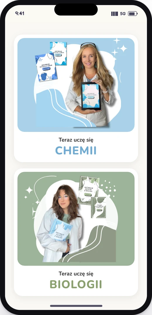 Wybór przedmiotu — chemia lub biologia
